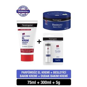 Neutrogena Parfümsüz El Kremi + Besleyici Bakım + Dudak Kremi