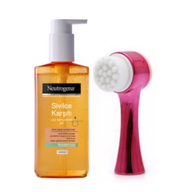 Neutrogena Sivilce Karşıtı 200 ml Yüz Yıkama Jeli + Kırmızı Cilt Temizleme Fırçası