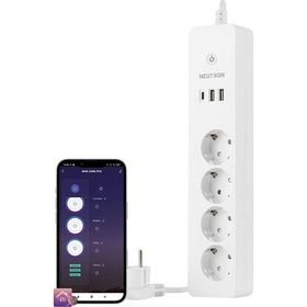 Neutron Akıllı Wi-Fi Destekli 4'lü Akım Korumalı Priz 2 USB Uzatma Kablosu