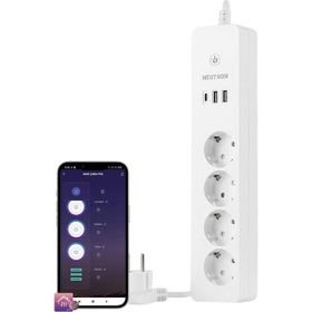 Neutron Akıllı Wi-Fi Destekli 4'lü Akım Korumalı Priz 2 USB Uzatma Kablosu