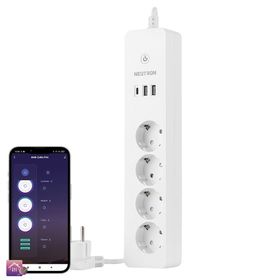 Neutron Akıllı Wi-Fi Destekli 4'lü Akım Korumalı Priz 2 USB Uzatma Kablosu