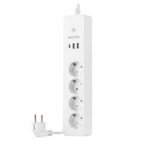 Neutron Akıllı Wi-Fi Destekli 4'lü Akım Korumalı Priz 2 USB Uzatma Kablosu