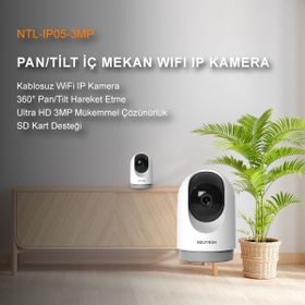 Neutron NTL-IP05-3MP 360° Derece Dönebilen 3MP Kızılötesi Gece Görüşlü IP Wifi Ev Güvenlik Kamerası