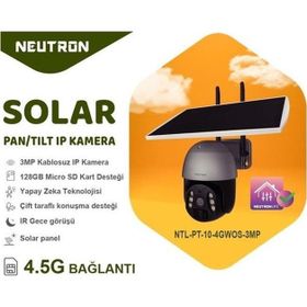 Neutron NTL-PT-10-4GWOS-3MP 3 MP 360 Derece Güneş Enerjili Gece Görüşlü 4G IP Güvenlik Kamerası