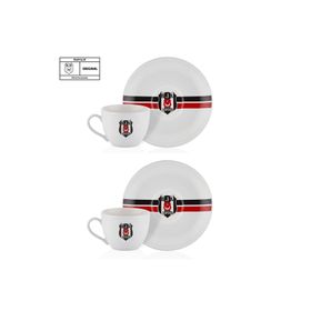 Neva 2'li Beşiktaş Lisanslı Çizgili Çay Fincan Takımı