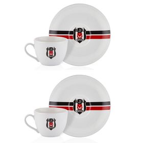 Neva 2'li Beşiktaş Lisanslı Çizgili Çay Fincan Takımı