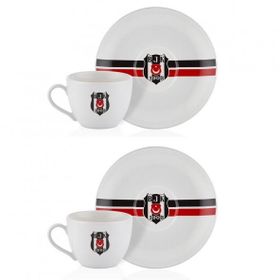 Neva 2'li Beşiktaş Lisanslı Çizgili Çay Fincan Takımı
