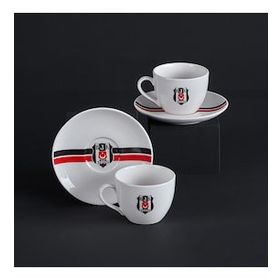Neva 2'li Beşiktaş Lisanslı Çizgili Çay Fincan Takımı