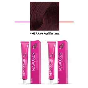 Neva Color 2x50 gr Premium 4.65 Akaju Kızıl Kestane Kalıcı Krem Saç Boyası
