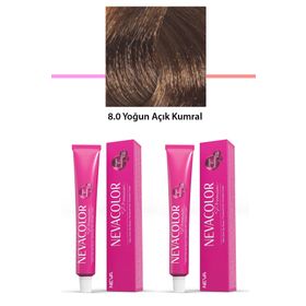 Neva Color 2x50 gr Premium 8.0 Yoğun Açık Kumral Kalıcı Krem Saç Boyası