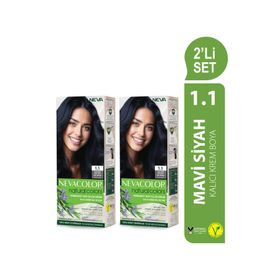 Neva Color Natural Colors 1.1 Mavi Siyah Kalıcı Krem 2 Adet Saç Boyası