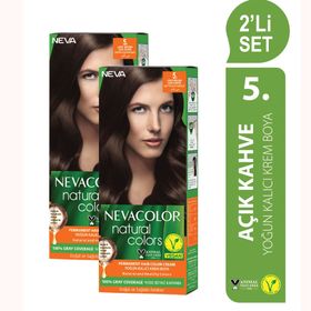 Neva Color Natural Colors 2'li Kalıcı Krem 5 Açık Kahve Saç Boyası