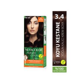 Neva Color Natural Colors 3.4 Koyu Kestane Kalıcı Krem Saç Boyası