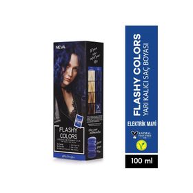 Neva Flashy Colors Vegan Elektrik Mavi Direkt Uygulanan Yarı Kalıcı 100 ml Saç Boyası