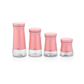 Neva N2396 Pembe 4'lü Cam Kavanoz Seti