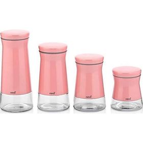 Neva N2396 Pembe 4'lü Cam Kavanoz Seti
