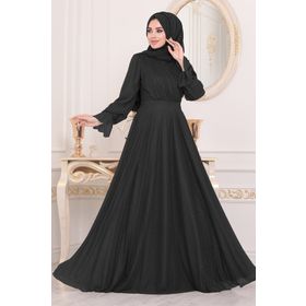 Neva Style 22202S Siyah Tesettür Abiye Elbise