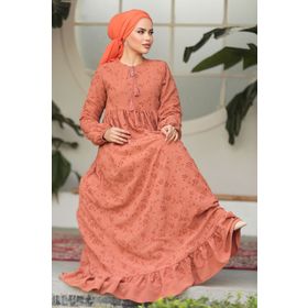 Neva Style 23201TB Güpürlü Taba Tesettür Elbise
