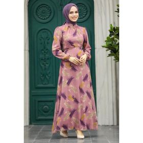 Neva Style 27930MOR Mor Desenli Tesettür Elbise