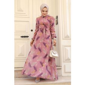 Neva Style 27930MOR Mor Desenli Tesettür Elbise