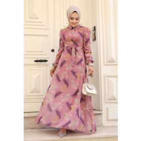 Neva Style 27930MOR Mor Desenli Tesettür Elbise