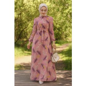 Neva Style 27930MOR Mor Desenli Tesettür Elbise