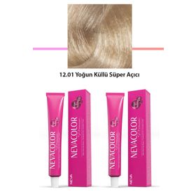 Nevacolor Premium 12.01 Yoğun Küllü Süper Açıcı 2x50 ml Kalıcı Krem Saç Boyası