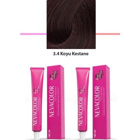 Nevacolor Premium 3.4 Koyu Kestane 2x50 ml Kalıcı Krem Saç Boyası