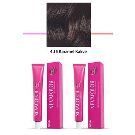 Nevacolor Premium 4.35 Karamel Kahve 2x50 ml Kalıcı Krem Saç Boyası