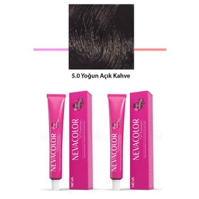 Nevacolor Premium 5.0 Yoğun Açık Kahve 2x50 ml Kalıcı Krem Saç Boyası