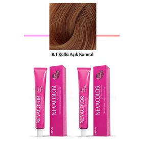 Nevacolor Premium 8.1 Küllü Açık Kumral 2x50 ml Kalıcı Krem Saç Boyası