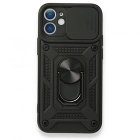 Nevarium iPhone 12 Mini Pars Lens Yüzüklü Standlı Silikon Kılıf