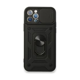 Nevarium iPhone 12 Pro Pars Lens Yüzüklü Standlı Silikon Kılıf