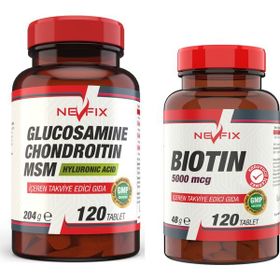 Nevfix Glucosamine Chondroitin MSM 120 Tablet + Biotin 5000 mcg 120 Tablet