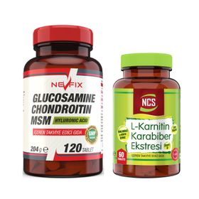 Nevfix Glucosamine Chondroitin MSM 120 Tablet + Ncs L-Karnitin Karabiber Ekstresi 60 Tablet