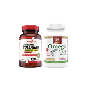 Nevfix Hydrolyzed Collagen 120 Tablet + NCS Omega 3 6 9 1000 mg 200 Kapsül