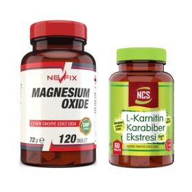 Nevfix Magnesium Oxide 250 mg 120 Tablet + Ncs L-Karnitin Karabiber 60 Tablet
