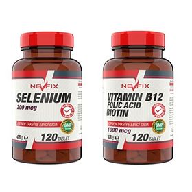 Nevfix Selenium 200 mcg 120 Tablet + Vitamin B12 Folic Acid Biotin 120 Tablet