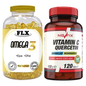 Nevfix Vitamin C Quercetin 120 Tablet + Flx Omega 3 90 Tablet Balık Yağı