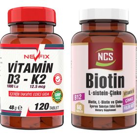 Nevfix Vitamin D3-K2 120 Tablet + Ncs Biotin L-Sistein Çinko 60 Tablet