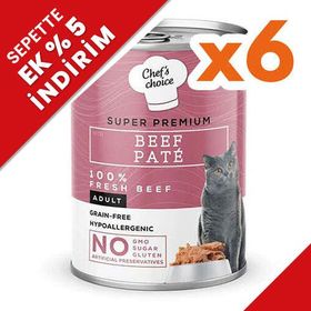 New Chefs Choice 6x400 gr Pate Beef Biftekli Tahılsız Ezme Kedi Yaş Maması