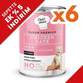 New Chefs Choice 6x400 gr Pate Chicken Kitten Tavuklu Tahılsız Ezme Yavru Kedi Yaş Maması