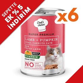 New Chefs Choice 6x400 gr Pate Kuzu Etli ve Sebzeli Ezme Kedi Yaş Maması