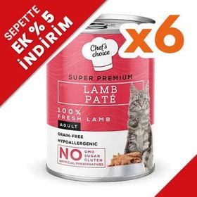 New Chefs Choice 6x400 gr Pate Lamb Kuzu Etli Tahılsız Ezme Kedi Yaş Maması