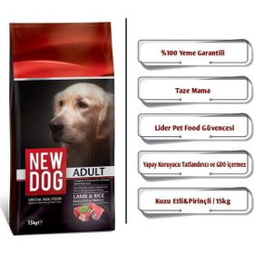 New Dog Kuzu Etli Pirinçli 15 kg Yetişkin Köpek Maması