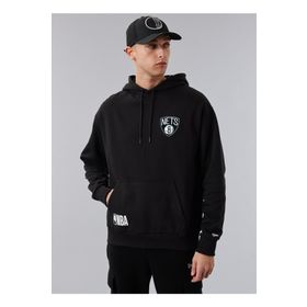 New Era 60284622HALF LOGO OVERSIZED HOODY B Kapüşon Yaka Siyah Erkek Sweatshirt