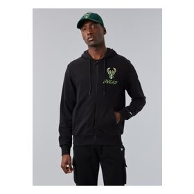New Era 60284687NBA SCRIPT FZ MILBUC BLKMP Kapüşon Yaka Siyah Erkek Sweatshirt
