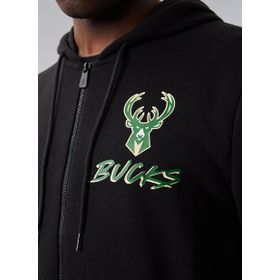 New Era 60284687NBA SCRIPT FZ MILBUC BLKMP Kapüşon Yaka Siyah Erkek Sweatshirt