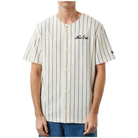 New Era 60284786-PINSTRIPE NE JERSEY NEWERA Bisiklet Yaka Düz Beyaz Erkek T-shirt