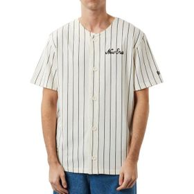 New Era 60284786-PINSTRIPE NE JERSEY NEWERA Bisiklet Yaka Düz Beyaz Erkek T-shirt